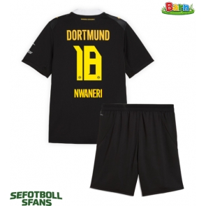Borussia Dortmund Ethan Nwaneri #18 Bortaställ Barn 2026-27 Kortärmad (+ Korta byxor)